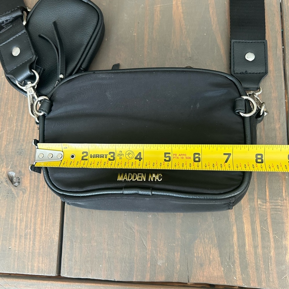 Women's Madden NYC Nylon black Belt Bag crossbody bag w/ mini pouch‎ - Picture 13 of 13